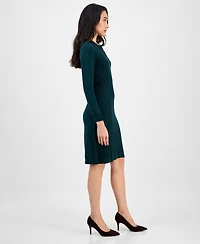 Robbie Bee Women's Cable-Knit Long-Sleeve Sweater Dress
