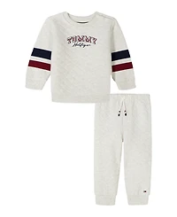Tommy Hilfiger Baby Boys 2-Piece Diamond Quilted T-Shirt and Joggers Set