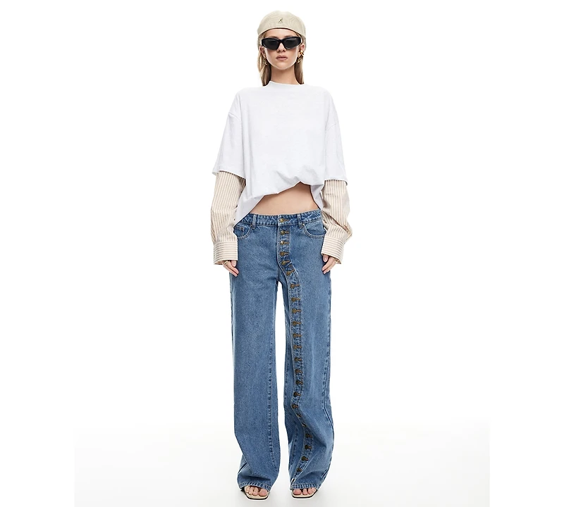 Lioness Women's Button Closure Penny Jeans