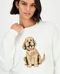 Hooked Up by Iot Juniors' Mossy Dog Intarsia-Knit Crewneck Sweater