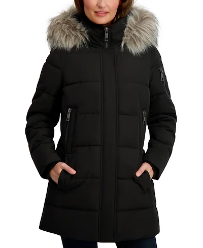Nautica Women's Faux-Fur-Trim Hooded Puffer Coat