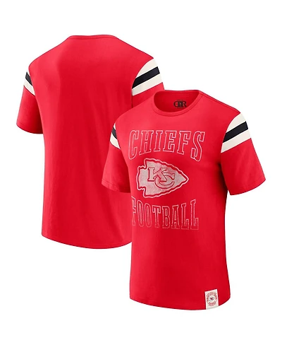 Darius Rucker Collection by Fanatics Men's Red Kansas City Chiefs Football Stripe Sleeve T-Shirt