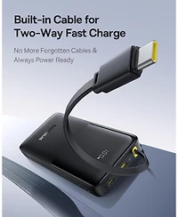 Baseus Portable Charger, 20W Pd Fast Charging 10000mAh Power Bank, Built-in Braided Usb C Cable Battery Pack, Travel Essentials Portable Phone Charger