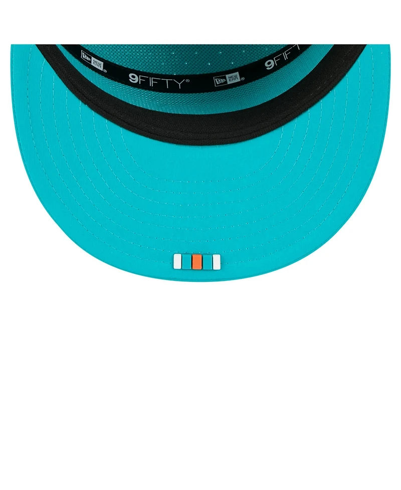 New Era Men's Aqua Miami Dolphins 2025 Sideline Split Panel 9FIFTY Snapback Hat