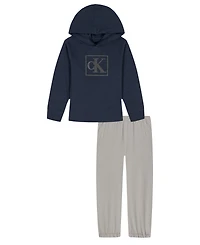 Calvin Klein Toddler and Little Boys 2-Piece Long Sleeve Hoodie Tech Twill Joggers Set