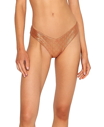 Beach Bunny Swimwear Women's Embossed Tango Brazilian Bikini Bottom