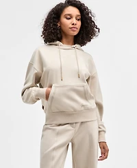 Guess Women's Hooded Scuba Long-Sleeve Faux-Suede Sweatshirt