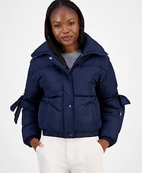 Madden Girl Juniors' Bow-Trim Puffer Jacket