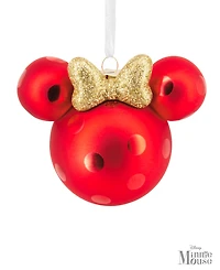 Hallmark Disney Minnie Mouse Ears Icon Glass Christmas Tree Ornament