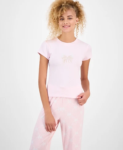 Just Polly Juniors' Pointelle Short-Sleeve Top