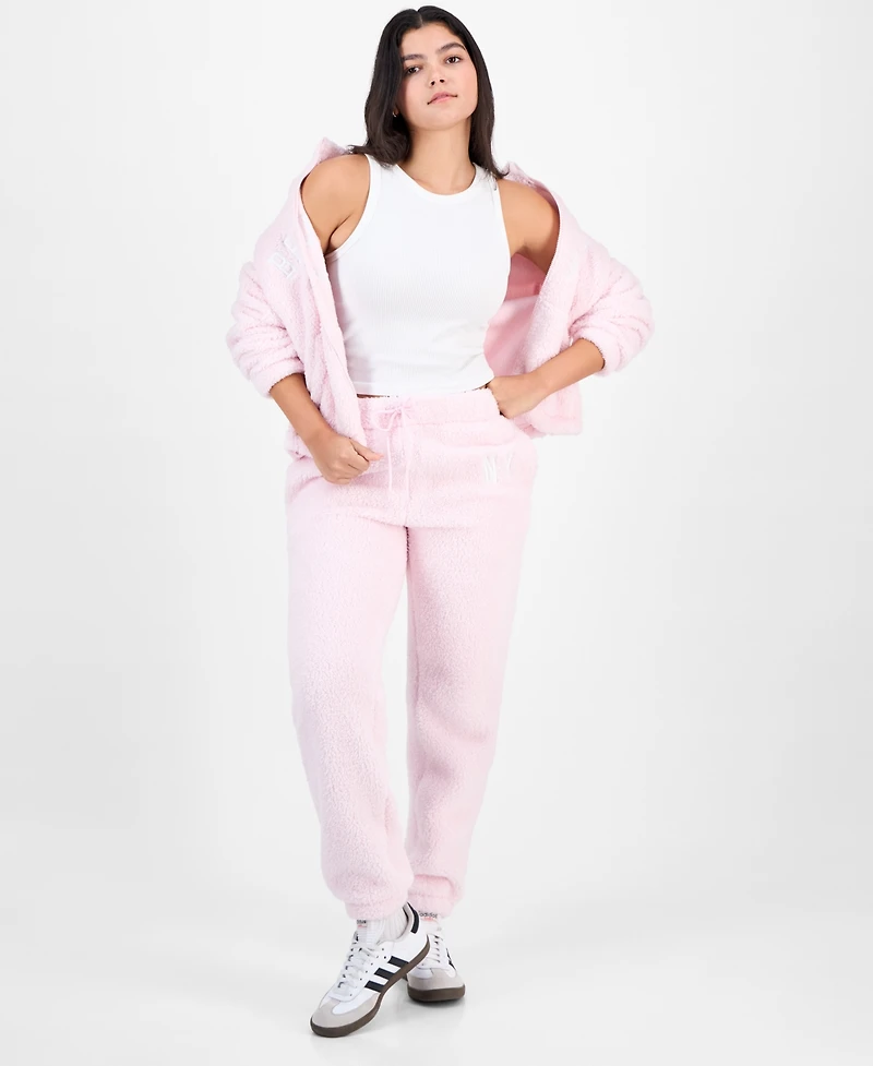 Madden Girl Juniors' Sherpa Fleece Bow Jogger Pants