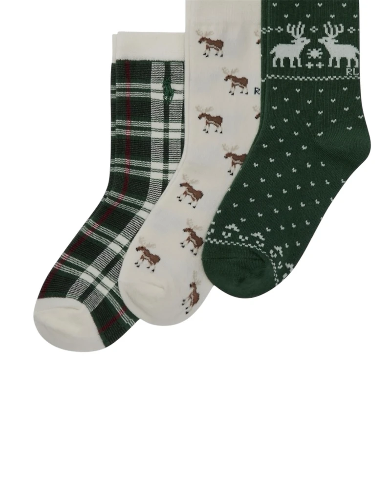 Polo Ralph Lauren Little and Big Boys 3-Piece Embroidered Socks Set