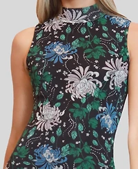 Almost Famous Juniors' Printed-Mesh Sleeveless Mock-Neck Dress