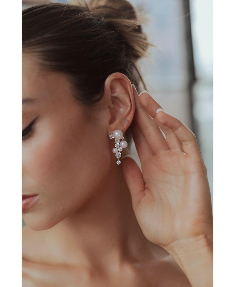 Alexandra Pearl and Crystal Drop Earrings