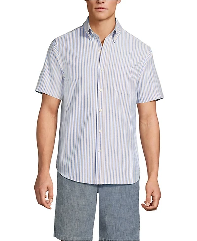 Lands' End Men's Short Sleeve Sail Rigger Oxford Shirt