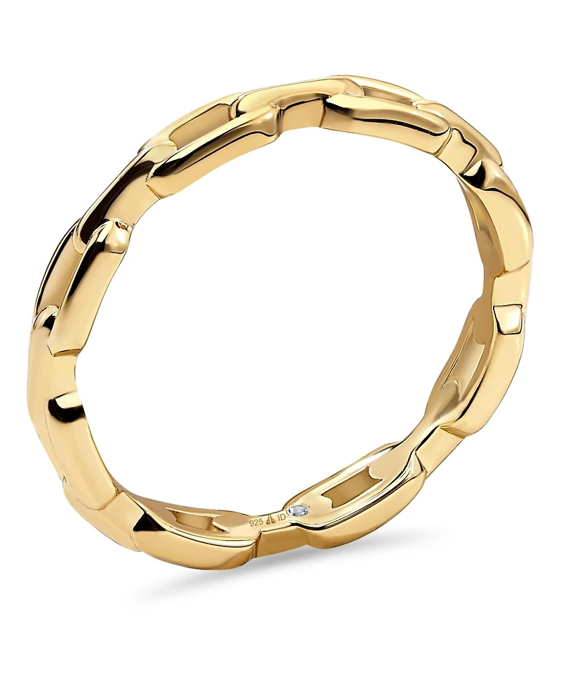 Devata Cable Link Ring in Gold Plated Sterling Silver, Size 9