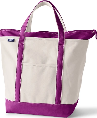 Lands' End Large 5 Pocket Zip Top Canvas Tote Bag