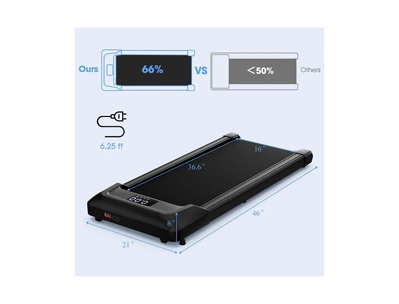 Akiudex Slim Under Desk Walking Pad Treadmill with Remote and Incline Option