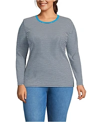 Lands' End Women's Plus Long Sleeve Micro Rib T-Shirt