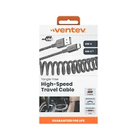 Ventev Helix Usb A to Usb C High Speed Travel 3 Foot Cable-Gray