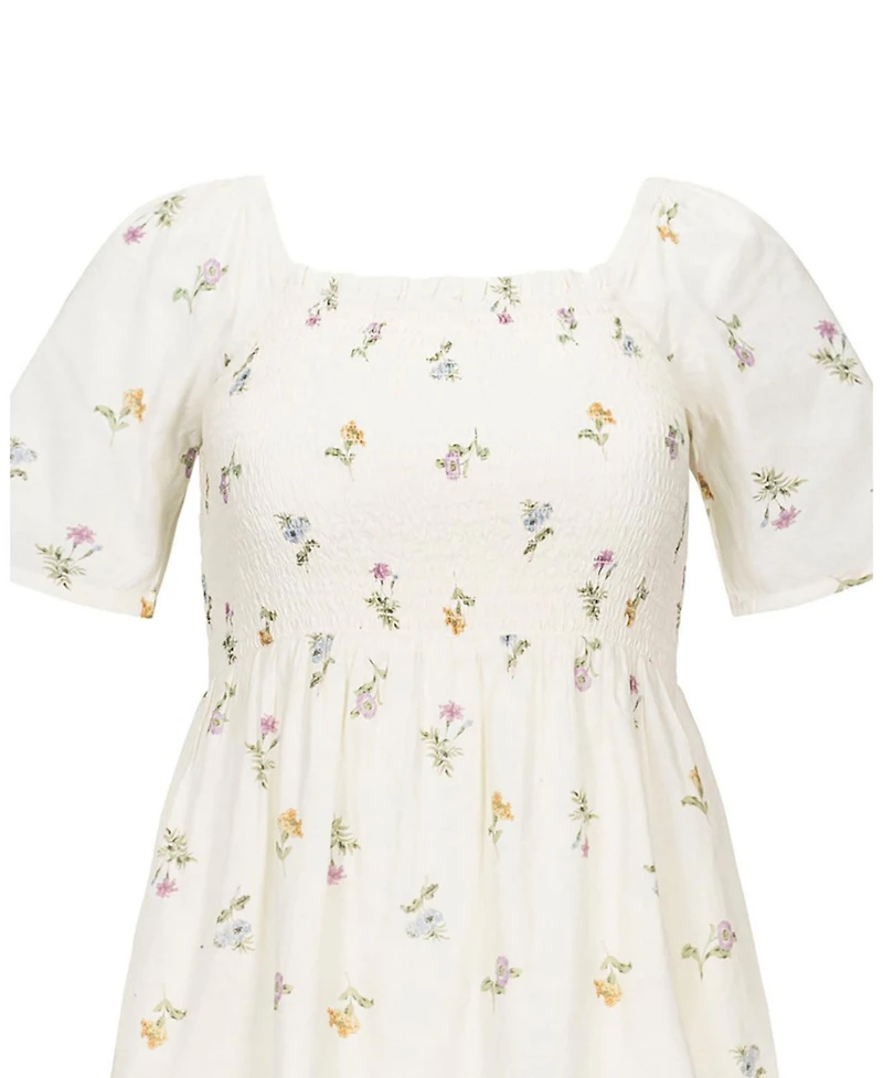 Hope & Henry Women's Organic Bell Sleeve Smocked Dress