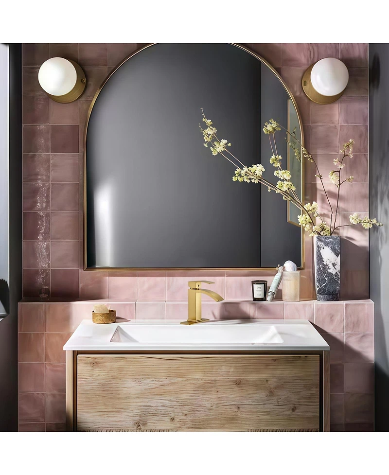 Waterfall Single Hole Handle Bathroom Faucet Brushed Gold