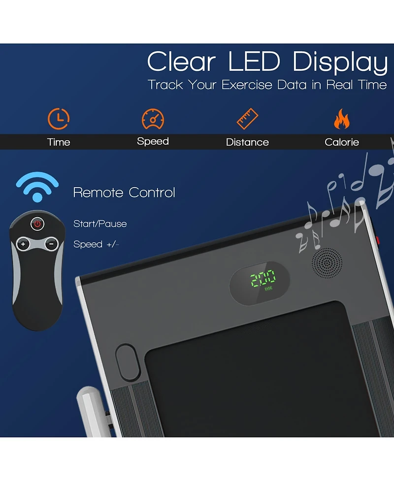 Akiudex 2-in-1 Folding Treadmill with Led Display and Remote