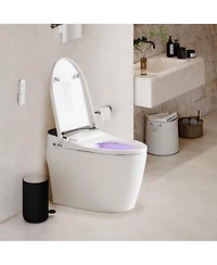 Casainc Smart Elongated One-Piece Bathroom Fixture, Heated Seat, Auto Open/Close, Foot Sensor, Warm Water, Dryer & Night Light