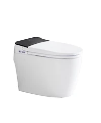 Casainc Smart Elongated One-Piece Bathroom Fixture, Heated Seat, Auto Open/Close, Foot Sensor, Warm Water, Dryer & Night Light