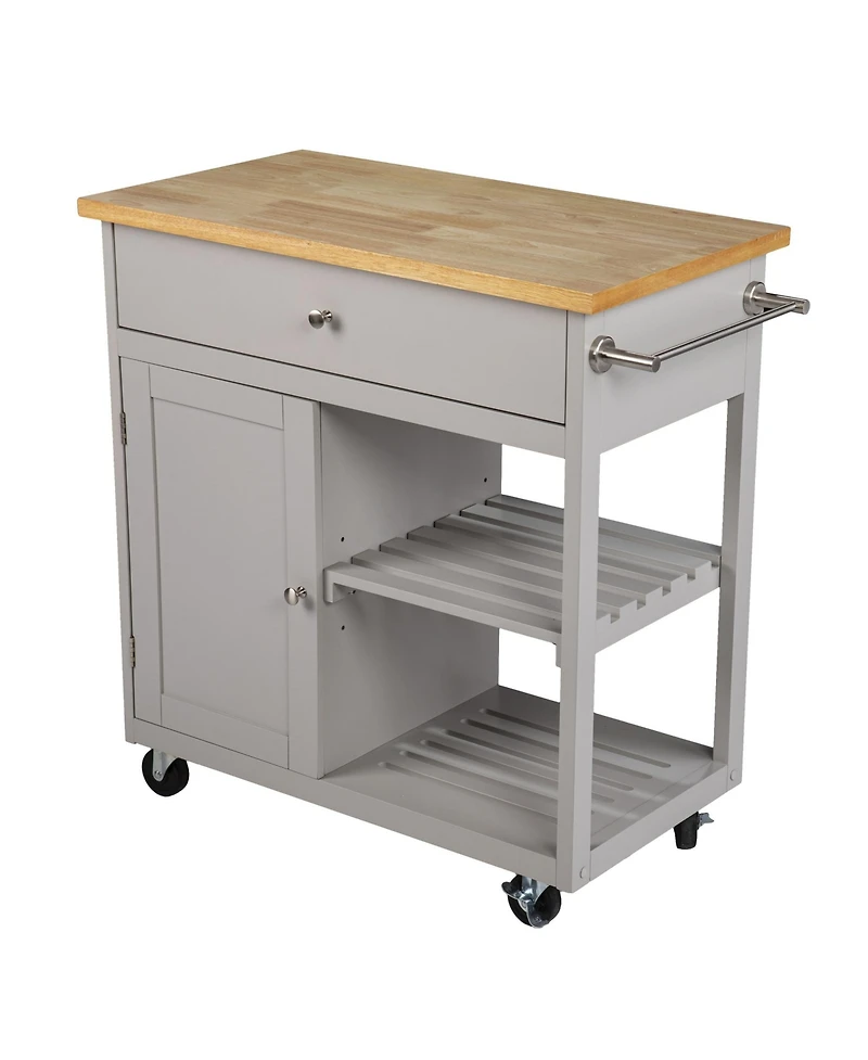 Slickblue Rolling Kitchen Island with Storage Space, Towel Rack, and Utility Drawer