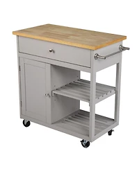Slickblue Rolling Kitchen Island with Storage Space, Towel Rack, and Utility Drawer