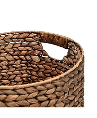 Avery Bohemian Cottage Hand-Woven Hyacinth Cylinder Nesting Baskets with Handles (Set of 3)