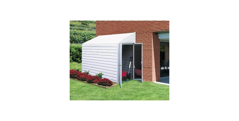 Slickblue Outdoor Steel Storage Shed with Sloped Roof for Garden and Yard Organization