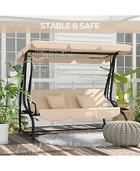 Outsunny 3-Seat Outdoor Patio Swing Chair with Adjustable Canopy,