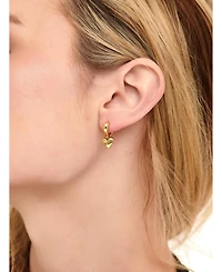 Devata Sweet Heart Huggie Hoop Earrings in Gold Plated Sterling Silver