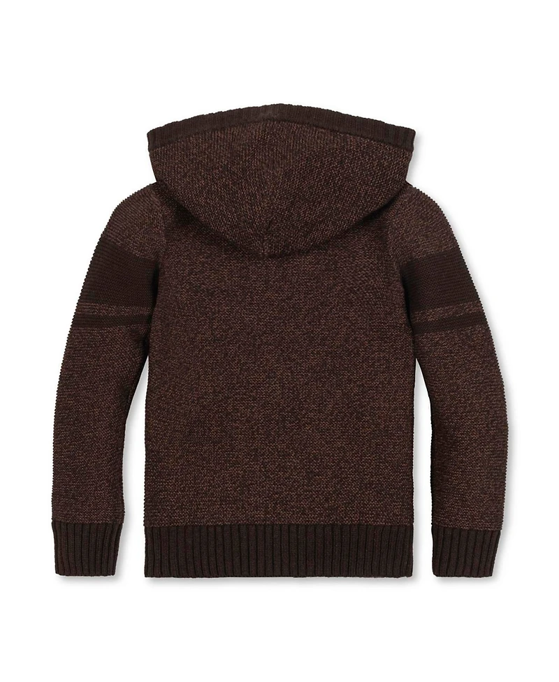 Hope & Henry Little and Big Boys' Organic Long Sleeve Hooded Henley Sweater