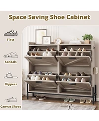 Ironck Shoe Storage Cabinet with 4 Flip Drawers