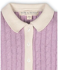 Hope & Henry Toddler Girls Organic Short Sleeve Collared Button Front Sweater Dress
