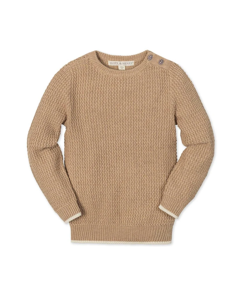 Hope & Henry Little and Big Boys' Organic Long Sleeve Crewneck Sweater with Buttons