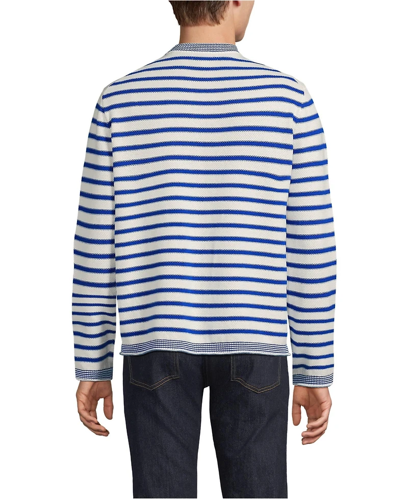 Lands' End Men's Long Sleeve Textured Cotton Crewneck Sweater