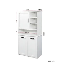 Casainc Laundry Cabinet with Doors, Tilt-Out Hamper, Open and Adjustable Shelves