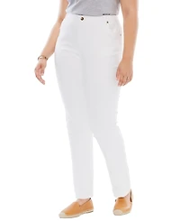 Woman Within Plus Petite Straight-Leg Stretch Denim Jean