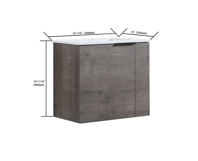 Casainc 22 Inch Floating Vanity with Sink and Soft-Close Door for Compact Bathrooms