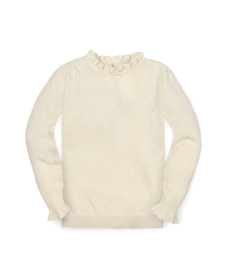 Hope & Henry Little and Big Girls' Organic Long Sleeve Ruffle Edge Sweater