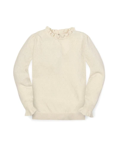 Hope & Henry Little and Big Girls' Organic Long Sleeve Ruffle Edge Sweater