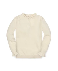 Hope & Henry Little and Big Girls' Organic Long Sleeve Ruffle Edge Sweater