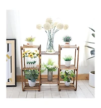Unho Multi-Tier Wood Plant Stand Rack 10 Pot Flower Display Shelf