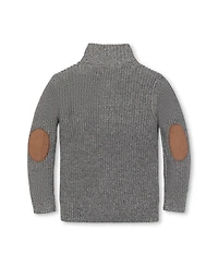Hope & Henry Boys Organic Mock Neck Cardigan Stitch Sweater
