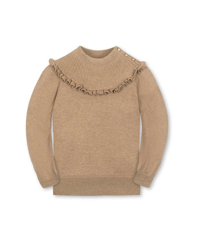 Hope & Henry Little and Big Girls' Organic Long Sleeve Mock Neck Sweater with Ruffle