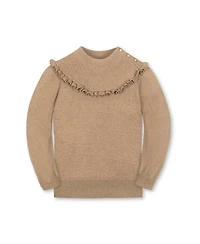 Hope & Henry Little and Big Girls' Organic Long Sleeve Mock Neck Sweater with Ruffle